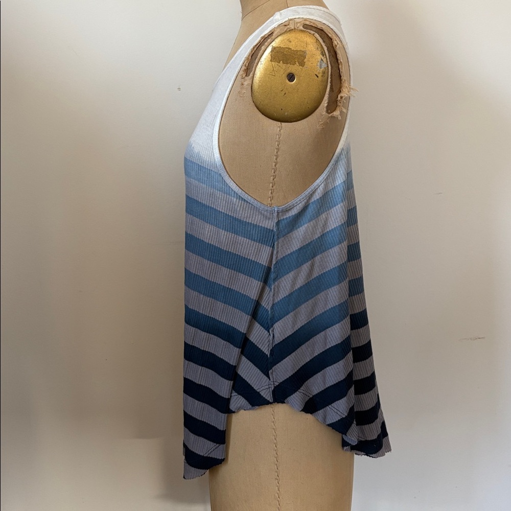 Free People Blue Striped Sleeveless Raw Edge Top S - Picture 2 of 7